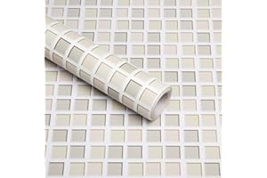 Hode Vinilo Azulejos Adhesivo Mosaico Kaki, Vinilo Adhesivo Muebles 40x300cm, Papel Adhesivo para Azulejos de Cocina, Papel Pintado Autoadhesivo pared Baño Impermeable
