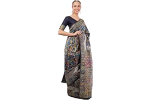 ETHNICMODE Indian Women Kashmiri Banarasi Soft Silk Multicolored Saree (Sari) For Women With Blue Blouse Piece-135