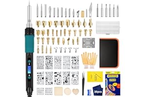 AOZOY Brandmalerei Lötkolben Set 113PCS Lötset - Brandmalkolben Set 60W Einstellbare Temperatur 200-450°C Griff mit Verbrühungsschutz für Holz Leder Gravieren DIY Kunst Schweißen Skulptur Holzbrandmalerei