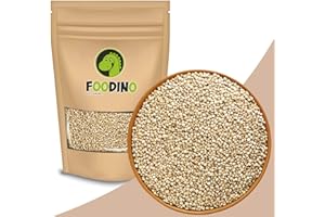 Quinoa weiß ganz naturbelassen ungezuckert ungeschwefelt unbehandelt glutenfrei Vollkorn Naturkost Rohkost Samen ohne Zucker 500g - 5kg wiederverschließbar Premium Qualität FOODINO (5kg)