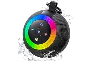 UOHHBOE Enceinte Douche 20W Étanche IPX7 Enceintes Bluetooth Salle de Bain avec Ventouse Puissante Mini Haut-Parleur Bluetooth 5.4 Autonomie 24H RGB LED Crochet Carte TF pour Soirées Plage Extérieur