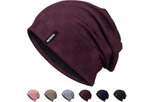 HAMUNI Slouch Beanie Mütze für Herren Damen, Dünne und Leichte Jacquard Jersey Beanies Chemo Kopfbedeckung Mützen Laufmütze Mütze Slouchy Baggy Beanie Unisex Flexible Klassische Winter Sommer Hüte