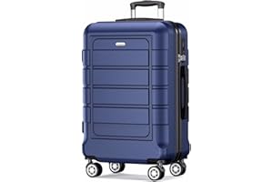 SHOWKOO Koffer Groß Hartschale Leicht Reisekoffer ABS+PC Erweiterbar Haltbar Trolley Handgepäck Große Kapazität mit 4 Rollen und TSA Schloss, XL -Blau