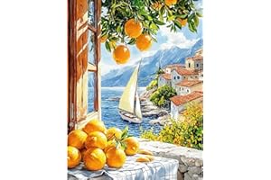 KEYIFA Peinture par Numéros pour Adulte, Citrons Kits de Peinture Canevas Débutants Aquarelle Numéro D'art, DIY Kit Creatif Adulte Paint by Numbers Kits, Décoration de Maison 30x40cm