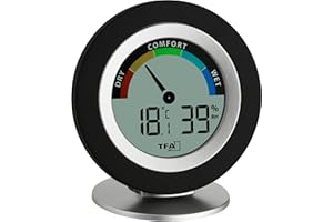 TFA Dostmann Thermo-Hygrometer digital Cosy, 30.5019.01, für Innenräume zur Raumklimakontrolle, Temperatur, Luftfeuchtigkeit, schwarz