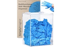 SimplyImagine Glove Dispenser Wall Mount - Medium Clear Acrylic - Latex Glove Storage & Hair Net Dispenser - Acrylic Wall Mount Container for Household Essentials