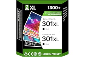 RUDGUZ 301XL Ink Cartridges Compatible for HP 301 XL Cartridges for HP DeskJet 1000 1010 1050 1055 1510 1512 1513 1514 DeskJet 1050a 2050a 2054a Envy 4500 4501 4502 4503 4504 printers (2-Pack, Black)