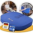 SANTERGO Orthopaedic Seat Cushion [Stable & Comfortable] - Seat Cushion for Office Chair and Car - Seat Cushion Chair, Coccyx Cushion, Haemorrhoid Seat Cushion (Blue, HARD 200-275 lb)