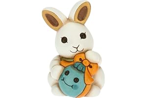 THUN - Coniglio Joy tenero con Uovo Azzurro - Soprammobili - Idea Regalo - Linea Color Your Easter - Ceramica - 6,9x6,9x10 h cm