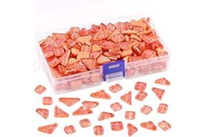 Swpeet 1 Pound Orange Shine Crystal Series Mosaic Tiles Assortment Kit, Square and Triangle Genuine Glitter Crystal Tiles Perfect for Home Decoration Crafts