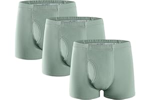 FAMI HELPER 3 Paquetes Calzoncillos Boxer para Incontinencia de Hombre con Almohadilla Absorbente 300 ML Volumen de Orina Algodón Lavable Reutilizable Calzoncillos para incontinencia Verde Talla XL