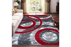 RUGS INN Super Soft Large Living Room Rugs Bedroom Bedside Rug High Dense Pile Non Slip Thick Solid Color Washable Kitchen Rugs Red - 120 x 170 cm