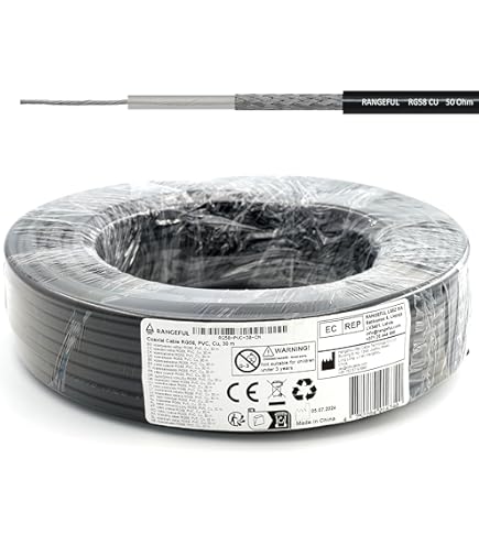 RG58 100m Coaxiale Kabel - Low-loss verlengkabel 50 ohm - compatibel met N Type SMA BNC TNC