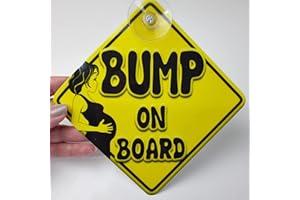 JUST THE OCCASION BUMP Yellow non personalised novelty baby on board car window sign for use during pregnancy.