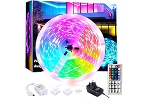 FANSIR LED Strip Lights, 16.4ft/5m RGB Colour Changing Strip with Remote Control 5050 LED Tape Rope Light Dimmable Mood Lighting for Home TV Kitchen DIY Decoration [Energy Class A+++]