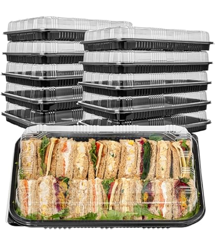 Plastic Sandwich Platters Tray With Clear Lids Disposable Catering Trays For Sushi