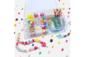 TOVABA 421PCS Beaded Keychain Making Kits for Women and Girls – DIY Acrylic Heart, Star, Flower and Alphabet Beads for Bag Charms, Jewelry Making and Craft Supplies