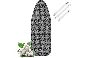 LaFleurs Funda Tabla de Planchar 120x40, Algodón Funda Plancha Universal Ajustable para Plancha de Vapor, Funda Mesa Plancha para 110-122cm x 30-40cm Tabla de Planchar, Planchado Rápido, M