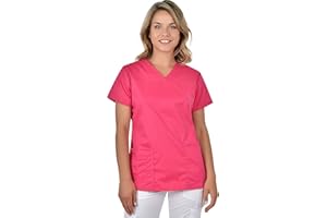 B-well Andrea Casacca Medico Donna Divisa Infermiere Donna a Maniche Corte Divise Sanitarie Casacca da Donna con Scollo a V e 2 Tasche