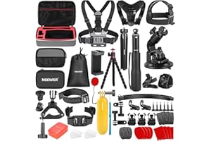 NEEWER Pro Version 61 w 1 zestaw akcesoriów do kamery sportowej, kompatybilny z GoPro Hero 12 11 10 9 8 7 6 5 4 Black GoPro Max GoPro Fusion Insta360 X3 X2 GO 3 GO2 DJI Osmo Action 4 3 2 AKASO i