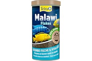 Tetra Malawi Flakes - Fischfutter in Flockenform für alle pflanzenfressenden Cichliden, 1 L Dose