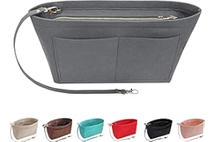 Soyizom Filz Handtasche Organizer Geldbörse Organizer Filz Insert Bag Organizer Multi-Taschen Einkaufstasche in Tasche für Frauen (X-Large,Grau)