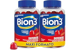 BION 3 Bion3 Gummies Defense, Complemento Alimenticio Multivitamínico para Ayudar al Sistema Inmunitario¹ con Probióticos, Vitamina C, Vitamina B3 y Zinc, 60x2 gummies, para 1-2 meses de uso