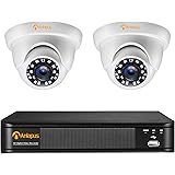 Anlapus 1080P Videoüberwachung Kamera System 4CH 1080P H.265+ DVR mit 2X Außen 2MP Dome Überwachungskamera für Haus Sicherhei