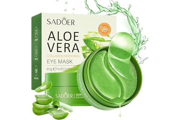 Patch Yeux Collagene et Acide Hyaluronique, Eye Patch les Cernes Poches Rides Cercles foncés Puffiness, Aloe Vera Patchs Masque Pour les Yeux, Nourrit et lisse le contour des Yeux 60 Pcs