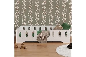 smartwood Lit Enfant 120x180 TILA 2 - lit avec sommier à Lattes - Meubles de Chambre d'enfant - lit Enfant en Bois avec Barriere - différentes Variantes - Blanc - 180x120 lit Simple