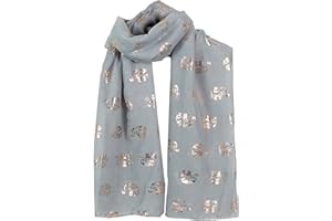 World of Shawls Metallic Rose Gold Beautiful Thai Elephant Print Women Scarf Shawl Scarves Wrap Beach Cover Gift