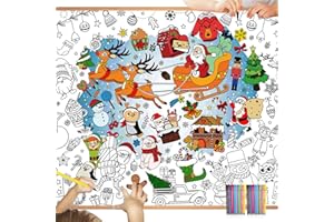 DPKOW Weihnachten Ausmalen Tischdecke für Kinder mit Stiften, 47 x 33 Zoll Riese Papier Weihnachten Bemalbare Tischdecke für Kinder Weihnachten Basteln Geschenk, Groß Weihnachten Ausmalen Poster