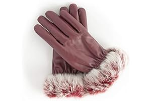 AXELENS Guanti Donna Touch Screen Eleganti in Eco Pelle Interno Felpato Eleganti con Polsino in Pelliccia Morbido