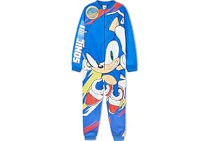 Get Trend Sonic The Hedgehog Pijama Entero Niño con o sin Capucha, Pijama Una Pieza, Polar Ropa de Dormir, Regalos para Niños