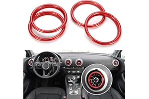 TOMALL 4pcs aluminio AC Vent Outlet Ring Cover Compatible con Audi A3 S3 RS3 Aire acondicionado Interior Vent Trim Decoración Accesorios interiores (rojo)