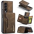 NP For Samsung Galaxy Z Fold 4 5G Case, Wallet Case with Magnetic Credit Card Holder/Kickstand Feature 8 Card Slot Detachable Cover fit Magnetic Car Mount, Support Wireless Charging (Coffee)