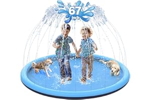 CACSPS 170,2 cm rutschfestes Spritzpad für Kinder und Hunde, verdickter Sprinkler-Pool, Sommer, Outdoor-Wasserspielzeug, extra großes Hinterhof-Planschbecken für Kinder, Jungen und Mädchen oder