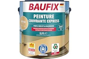 BAUFIX Peinture couvrante Express arena, mate, 2.5 litres, Peinture de protection contre les intempéries, Peinture durable, pour bois, enduit, maçonnerie, meubles et palissades