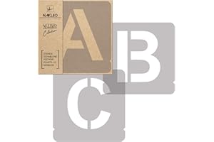 NAKLEO Plantillas de Alfabeto para Pintar Set 42 Piezas, 5cm Letras y Números Modern Sans Fuente Mayúscula, Stencil Plástico y Reutilizable para Dibujar DIY Artesanía, Pared Piso Madera Tejido