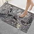 DEXI Bath Mat 43 x 80 cm, Super Absorbent and Non-Slip Bathroom Mat, Quick Dry Bathroom Floor Mat for Shower Tub Bathtub Sink, Dark Gray