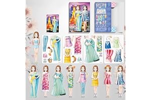 DOANDCAN Magnetic Dress Up Baby Paper Dolls, Magnetic Princess Dress Up Paper Doll Set, Magnet Dress Up Games for 3+ Year Old Girls Toddler (L)