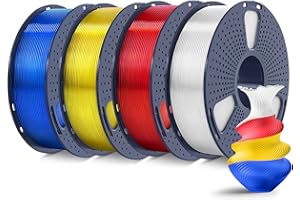 SUNLU Filament PLA Plus 4 kg, filament PLA+ 1,75 mm do drukarki 3D, filament do druku 3D PLA Plus, 1 kg/szpula, opakowanie 4 sztuk, przezroczysty czerwony, przezroczysty żółty, niebieski,