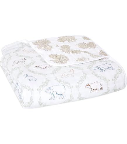 Aden + Anais Dream Blanket - 4-Layer Muslin Baby Blanket, 47x47 Inches, Unisex, Soft & Breathable, Heartbreaker Print