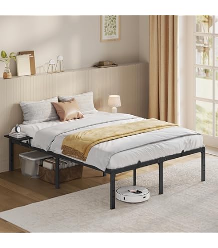 Estructura De Cama De Metal 120x200 Cm - Robusta, Con Listones, Color Negro, Sin Colchón