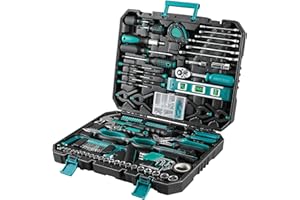TLGREEN 198 Piece Home Tool Kit Set with Storage Case, Portable Hand Tools for DIY, Car Repair, Home Maintenance, Includes Screwdrivers, Socket, Wrench, Pliers, Mechanic Toolbox for Men Women