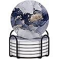 WYLHXYQQ drink coaster, Set of 6 set with stand, cork base,Ceramic coaster suitable for all kinds of cups, gift. (Abstract)