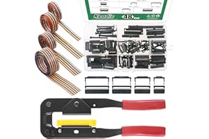 Keadic 50 Stück 2,54 mm Pitch Dual Rows IDC Steckdosen Sortiment Kit 10 16 20 26 Pin Female Header IDC Cable Connector and with Rainbow Color Flat Ribbon Cable and IDC Crimpwerkzeug