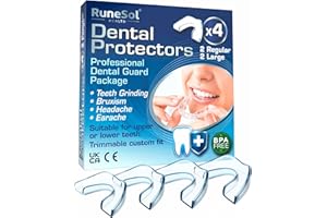 ‎RUNESOL Runesol Aufbissschiene gegen Zahnschiene, 4 x Mischpackung, Schützt den Zahnschmelz, Formbare Mundschutz Zähneknirschen, Knirscherschiene für Nacht, Mouth Guard Beißschiene, Schlaf Bruxismus Schiene