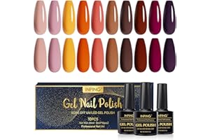 INPING Smalto Semipermante Per Unghie Pastello, 10 Colori Rosso Verde Natale Argento d’oro Brillante UV Gel per Rosa bianca Set di Vernici Inverno Regalo di natale a halloween 8ml DIY