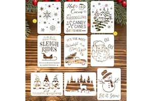 JIEYAO 9 Stück Weihnachten Schablonen, Zeichenschablonen Malschablonen aus Kunststoff Wiederverwendbar Plastik Vorlage Schneespray Fenster Schablonen zum Malen Wand Scrapbooking DIY Geschenkkarten